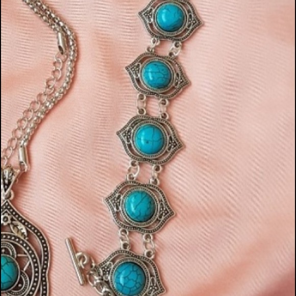 Jewelry - Sold!  Sterling Silver Boho Retro Turq Braceler